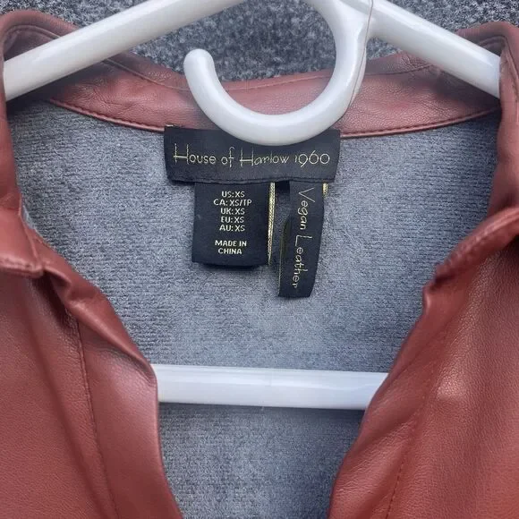 House Of Harlow 1960 Vegan‎ Leather Jacket Size XS Cinnamon - Picture 2 of 8